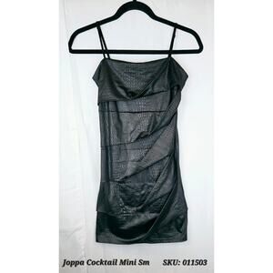 Womens Joppa Black Cocktail Mini Dress Alligator Texture Size Small